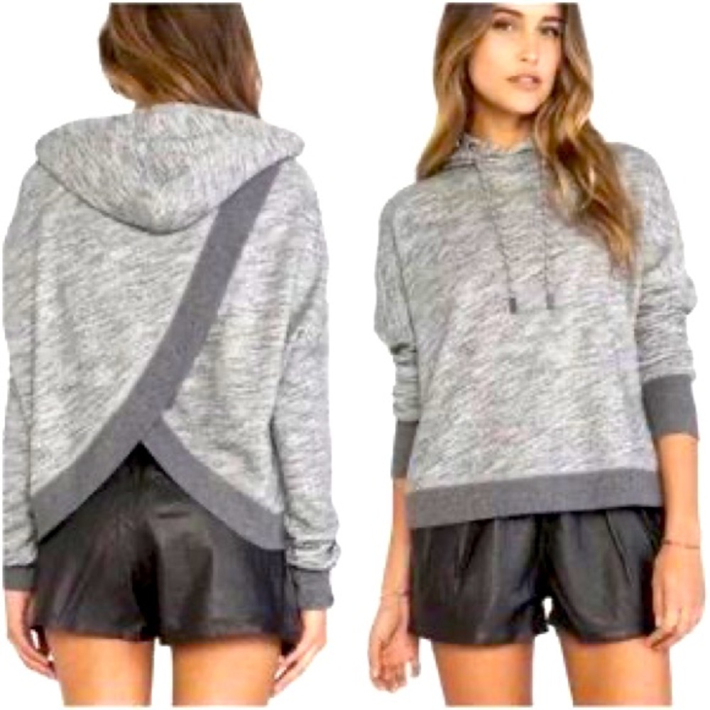 RAG & BONE Murphy cross back grey hooded sweatshirt Size Small